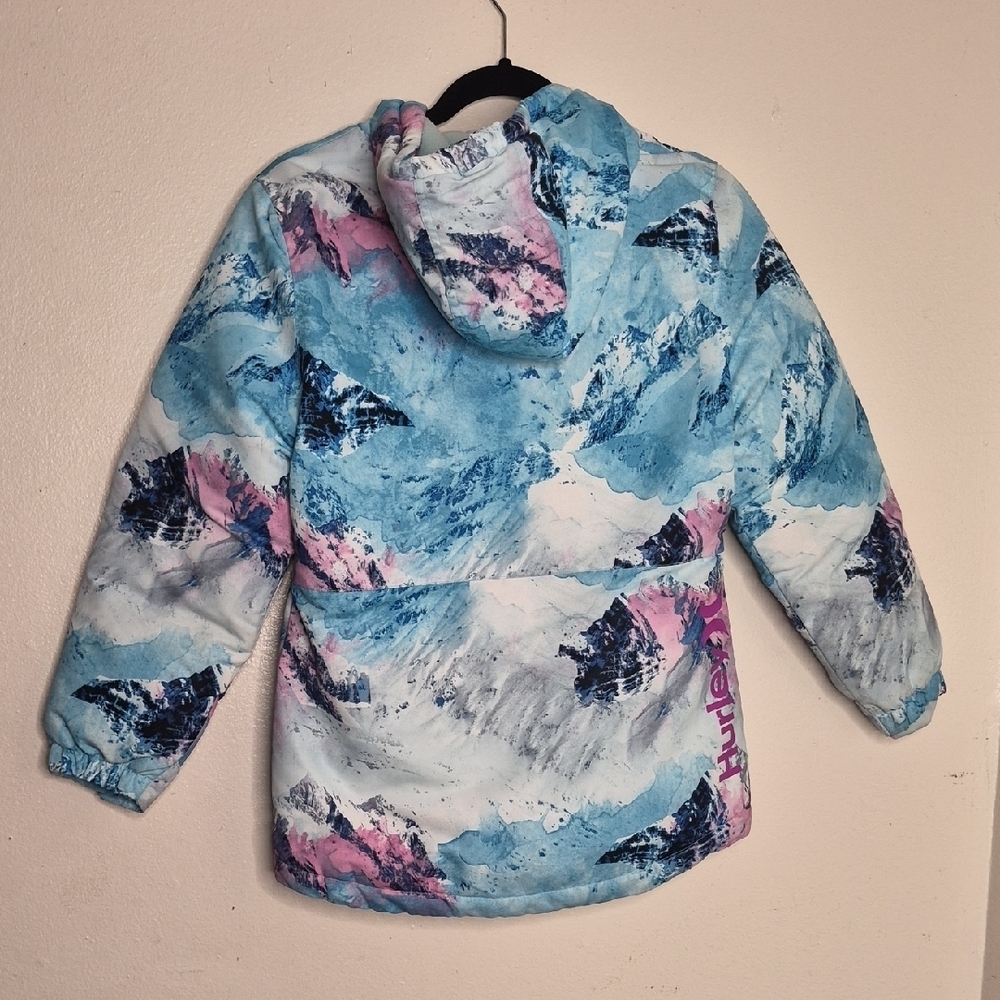 Hurley Blue and Pink Mountain Print Raincoat - Picture 6 of 14